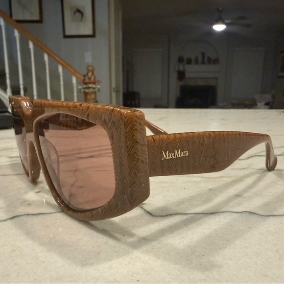 Max Mara MM0125 GLIMPSE6 Textured Havana Brown Oversized Sunglasses 58mm NWOT main image 5
